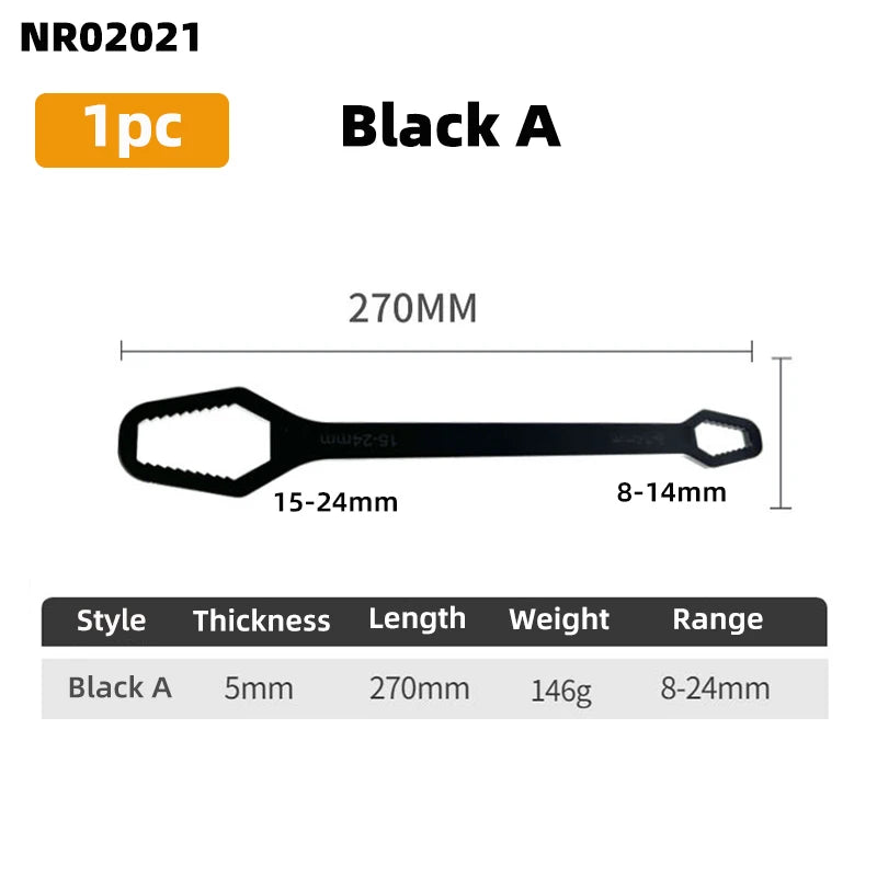 Clé à boîte multifonctionnelle à double extrémité de 3 à 17mm, clé hexagonale solide de 6 à 25mm pour serrer des vis et des écrous de divers diamètres, 3 pièces