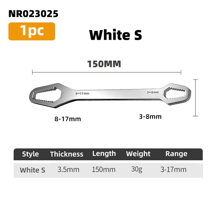 Clé à boîte multifonctionnelle à double extrémité de 3 à 17mm, clé hexagonale solide de 6 à 25mm pour serrer des vis et des écrous de divers diamètres, 3 pièces