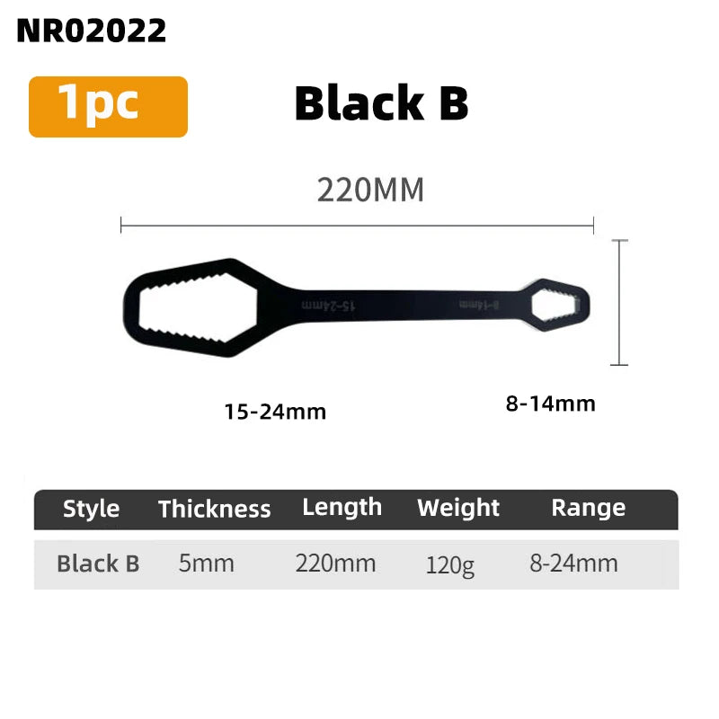 Clé à boîte multifonctionnelle à double extrémité de 3 à 17mm, clé hexagonale solide de 6 à 25mm pour serrer des vis et des écrous de divers diamètres, 3 pièces