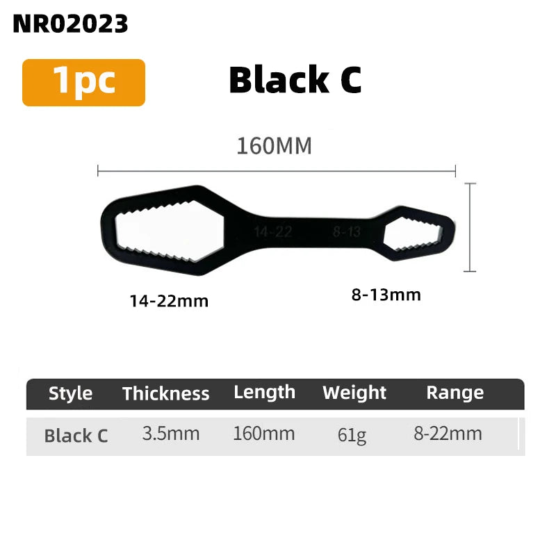 Clé à boîte multifonctionnelle à double extrémité de 3 à 17mm, clé hexagonale solide de 6 à 25mm pour serrer des vis et des écrous de divers diamètres, 3 pièces