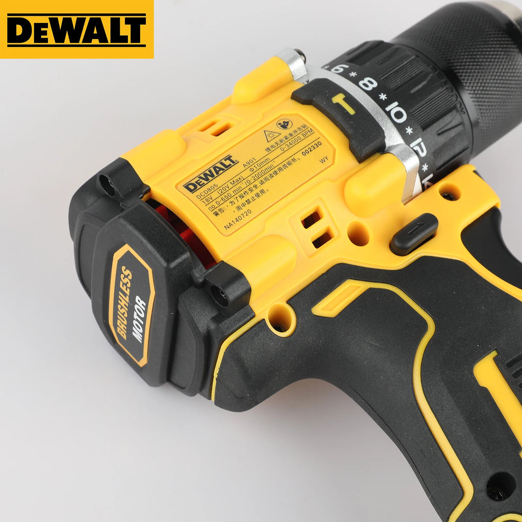 DeWalt-Perceuse à percussion électrique sans fil, outils électriques, perceuse à percussion sans balais, tournevis électrique sans fil, perceuse à main multifonction, DCD805, 20V