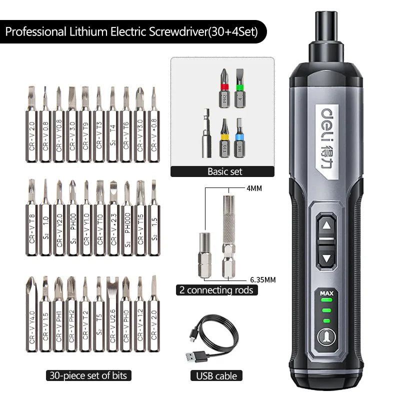 Tournevis électrique sans fil aste, batterie au lithium 2000mAh, mini perceuse, ensemble d'outils électriques 4V, entretien ménager, réparation