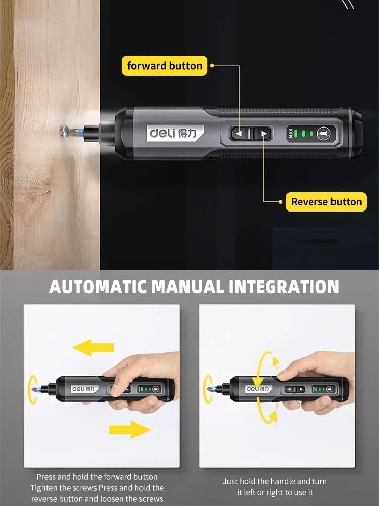 Tournevis électrique sans fil aste, batterie au lithium 2000mAh, mini perceuse, ensemble d'outils électriques 4V, entretien ménager, réparation