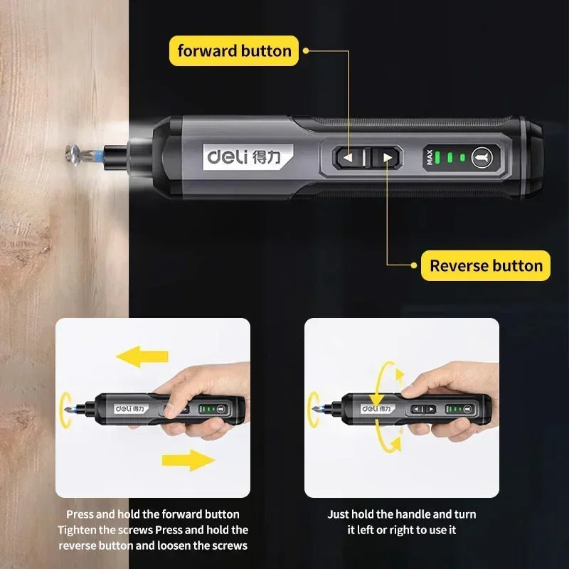 Tournevis électrique sans fil aste, batterie au lithium 2000mAh, mini perceuse, ensemble d'outils électriques 4V, entretien ménager, réparation