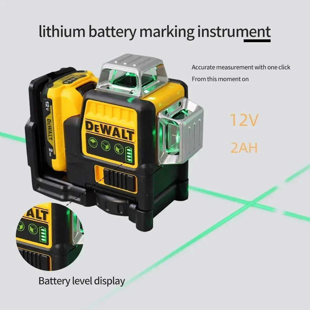 2025 Dewalt DW089LG 12 lignes 3 côtés * 360 degrés Vertical 12V batterie au Lithium niveau Laser horizontal
