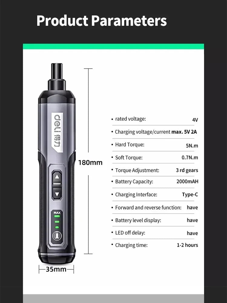 Tournevis électrique sans fil aste, batterie au lithium 2000mAh, mini perceuse, ensemble d'outils électriques 4V, entretien ménager, réparation