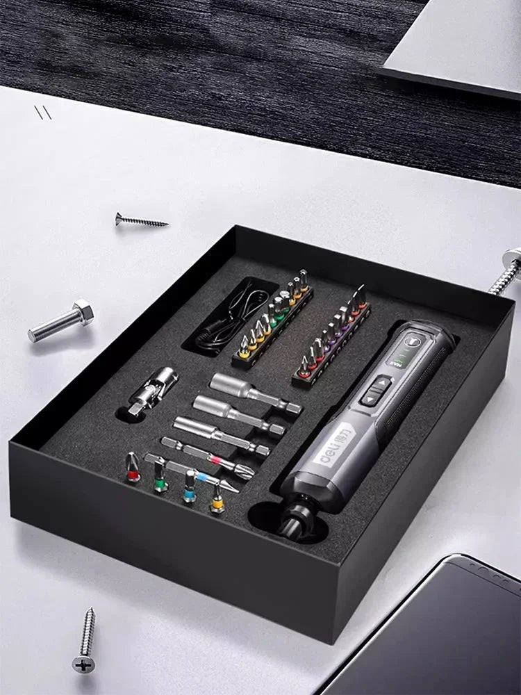 Tournevis électrique sans fil aste, batterie au lithium 2000mAh, mini perceuse, ensemble d'outils électriques 4V, entretien ménager, réparation