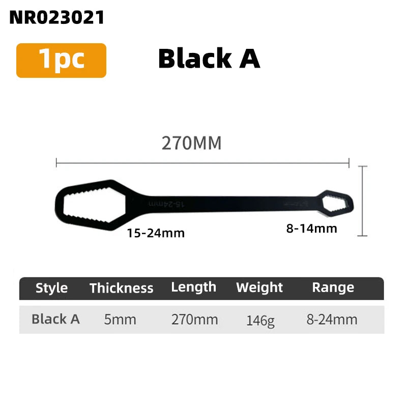 Clé à boîte multifonctionnelle à double extrémité de 3 à 17mm, clé hexagonale solide de 6 à 25mm pour serrer des vis et des écrous de divers diamètres, 3 pièces