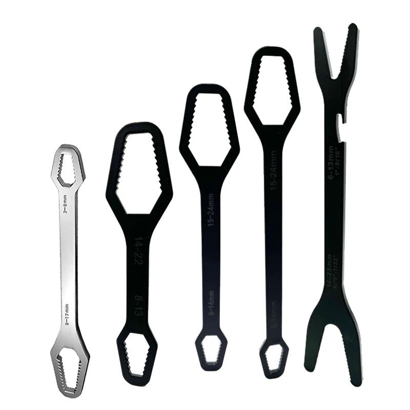 Clé à boîte multifonctionnelle à double extrémité de 3 à 17mm, clé hexagonale solide de 6 à 25mm pour serrer des vis et des écrous de divers diamètres, 3 pièces