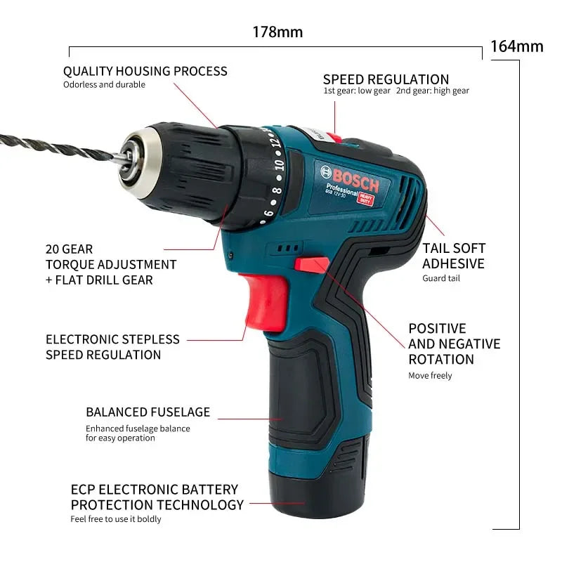 Bosch GSB-12-V30 perceuse électrique batterie professionnel robuste sans fil pilote multifonctionnel ménage tournevis électrique