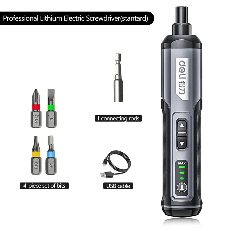 Tournevis électrique sans fil aste, batterie au lithium 2000mAh, mini perceuse, ensemble d'outils électriques 4V, entretien ménager, réparation