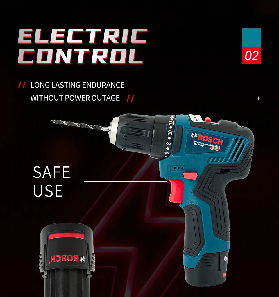 Bosch GSB-12-V30 perceuse électrique batterie professionnel robuste sans fil pilote multifonctionnel ménage tournevis électrique