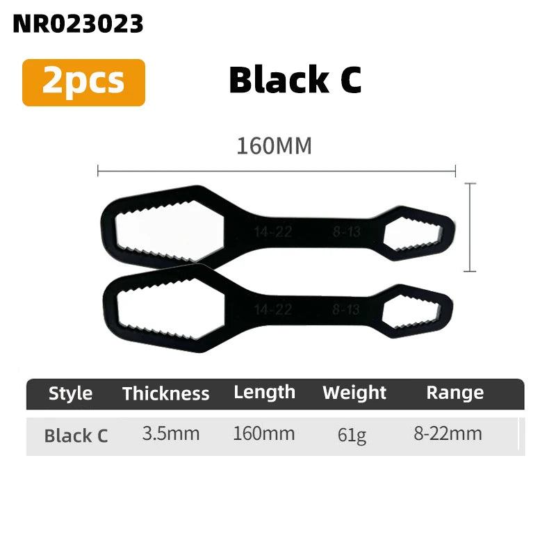 Clé à boîte multifonctionnelle à double extrémité de 3 à 17mm, clé hexagonale solide de 6 à 25mm pour serrer des vis et des écrous de divers diamètres, 3 pièces