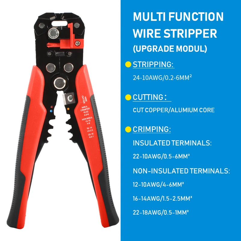 Pince à sertir multifonctionnelle, coupe-câble réglable, dénudeur automatique de fil, outil à main Terminal