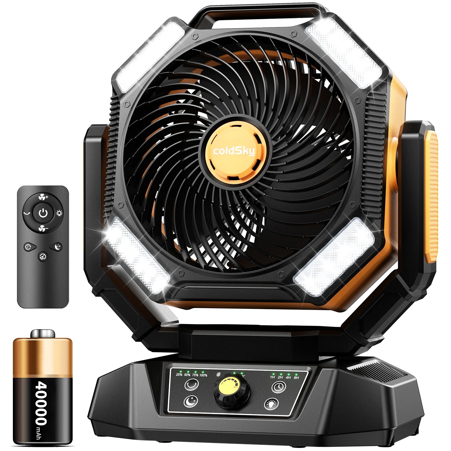 Ventilateur de Camping 20000mAh avec LED – 8 Vitesses, Autonomie Exceptionnelle