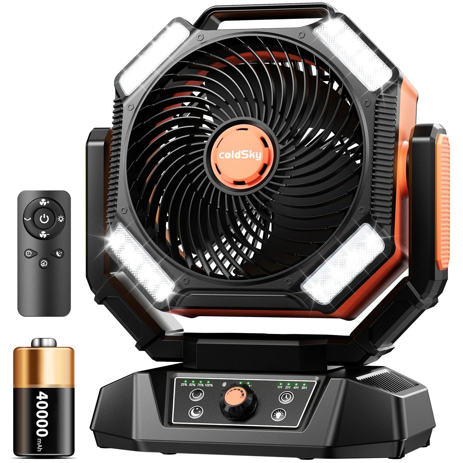 Ventilateur de Camping 20000mAh avec LED – 8 Vitesses, Autonomie Exceptionnelle
