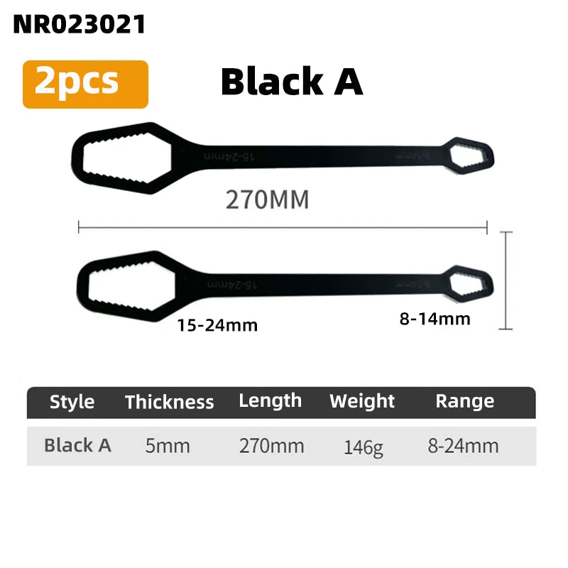Clé à boîte multifonctionnelle à double extrémité de 3 à 17mm, clé hexagonale solide de 6 à 25mm pour serrer des vis et des écrous de divers diamètres, 3 pièces
