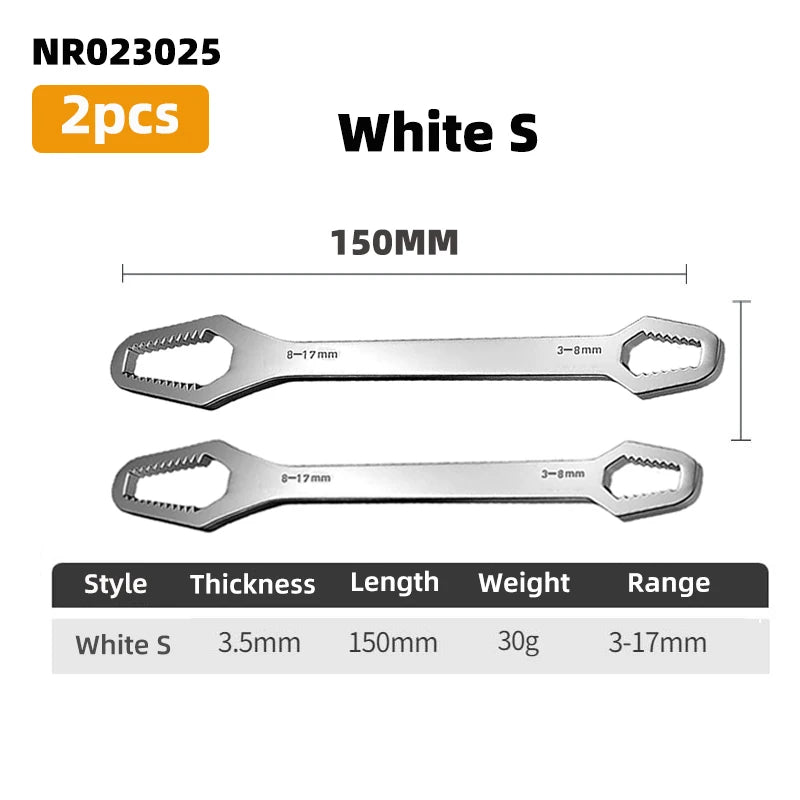 Clé à boîte multifonctionnelle à double extrémité de 3 à 17mm, clé hexagonale solide de 6 à 25mm pour serrer des vis et des écrous de divers diamètres, 3 pièces